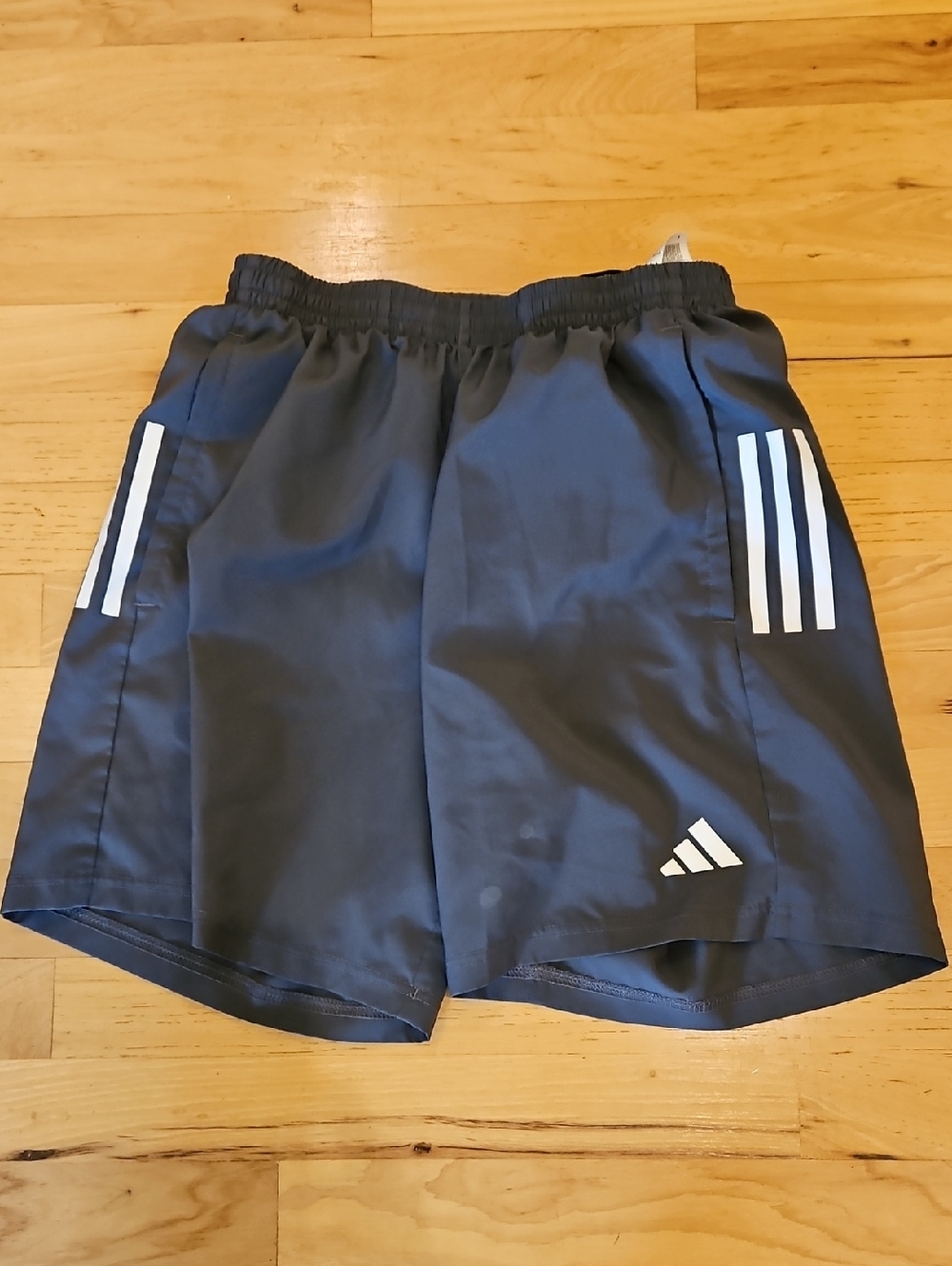 adidas Mens Size S Grey Athletic Shorts with White Stripes
